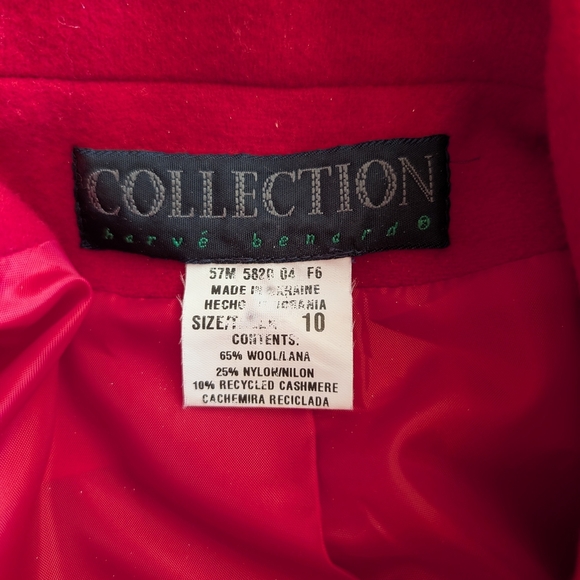 Vintage Harve Benard Womens 10 Wool Blend Red Jacket Classic Office Preppy - Picture 7 of 7